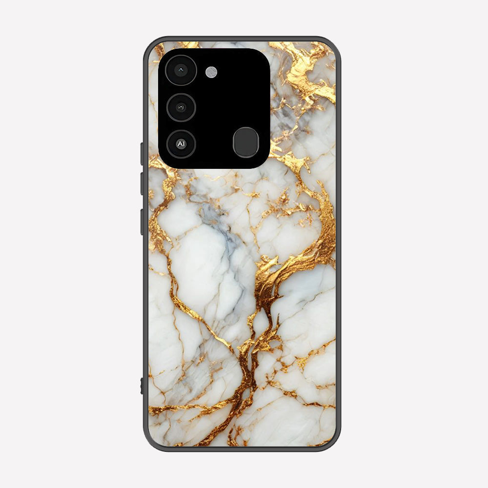 Tecno Spark Go 2022 Cover - Luxury Gold Marble Series - Premium Printed Metal soft Bumper shock Proof Case