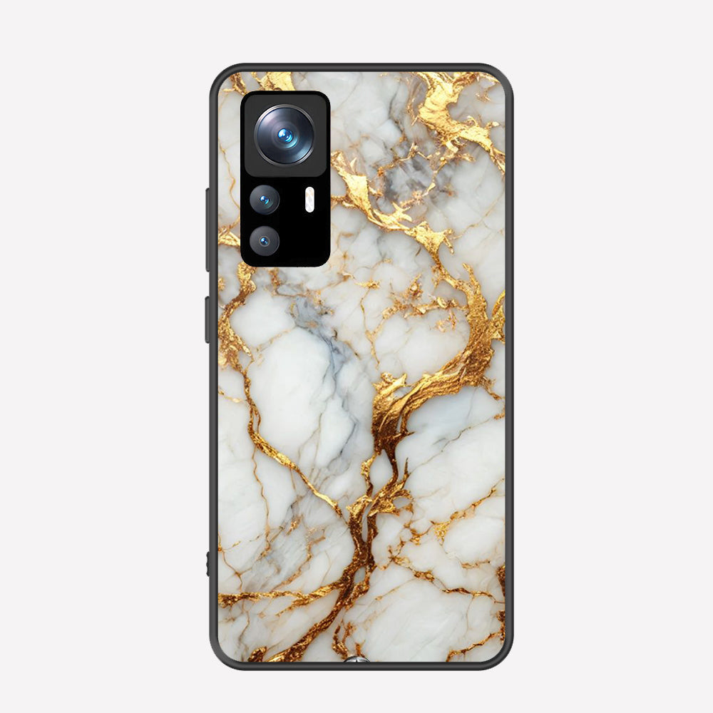 Xiaomi 12T Pro Cover - Luxury Gold Marble Series - Premium Printed Metal soft Bumper shock Proof Case