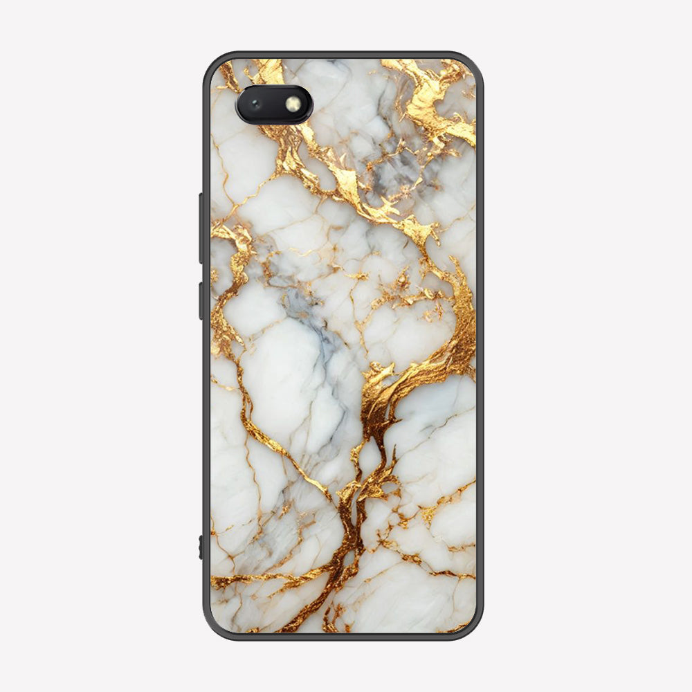 Huawei Y5 Prime 2018 / Y5 2018 / Honor 7S Cover - Luxury Gold Marble Series - Premium Printed Metal soft Bumper shock Proof Case