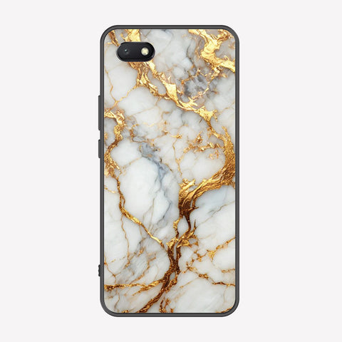 Huawei Y5 Prime 2018 / Y5 2018 / Honor 7S Cover - Luxury Gold Marble Series - Premium Printed Metal soft Bumper shock Proof Case