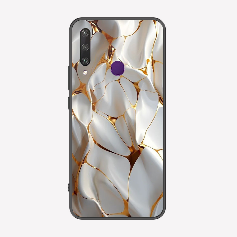 Huawei Y6p Cover - Luxury Gold Marble Series - Premium Printed Metal soft Bumper shock Proof Case