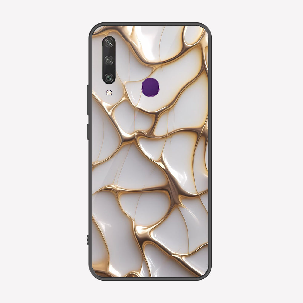 Huawei Y6p Cover - Luxury Gold Marble Series - Premium Printed Metal soft Bumper shock Proof Case