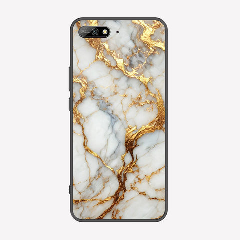 Huawei Y6 Prime 2018 / Honor 7A Cover - Luxury Gold Marble Series - Premium Printed Metal soft Bumper shock Proof Case