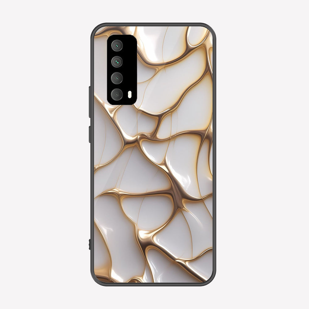 Huawei Y7a Cover - Luxury Gold Marble Series - Premium Printed Metal soft Bumper shock Proof Case