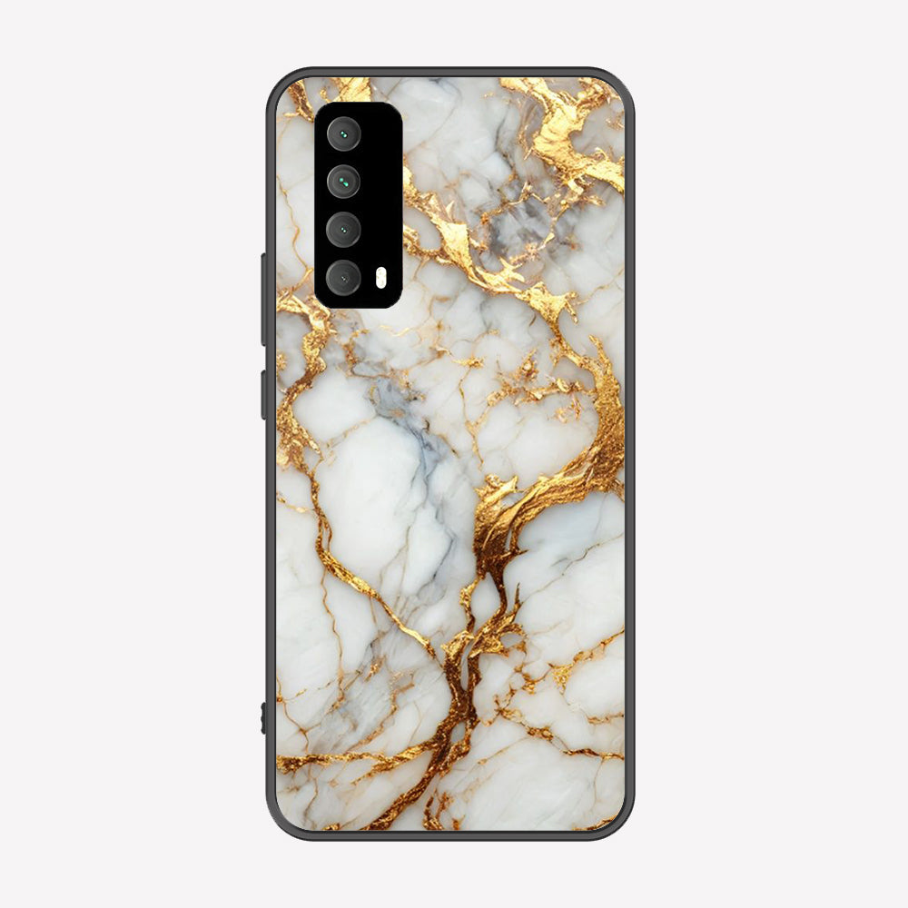 Huawei Y7a Cover - Luxury Gold Marble Series - Premium Printed Metal soft Bumper shock Proof Case