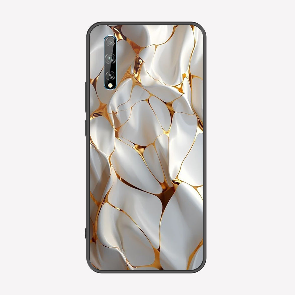 Huawei P Smart S Cover - Luxury Gold Marble Series - Premium Printed Metal soft Bumper shock Proof Case