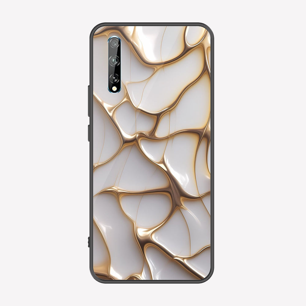 Huawei P Smart S Cover - Luxury Gold Marble Series - Premium Printed Metal soft Bumper shock Proof Case