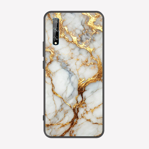 Huawei P Smart S Cover - Luxury Gold Marble Series - Premium Printed Metal soft Bumper shock Proof Case