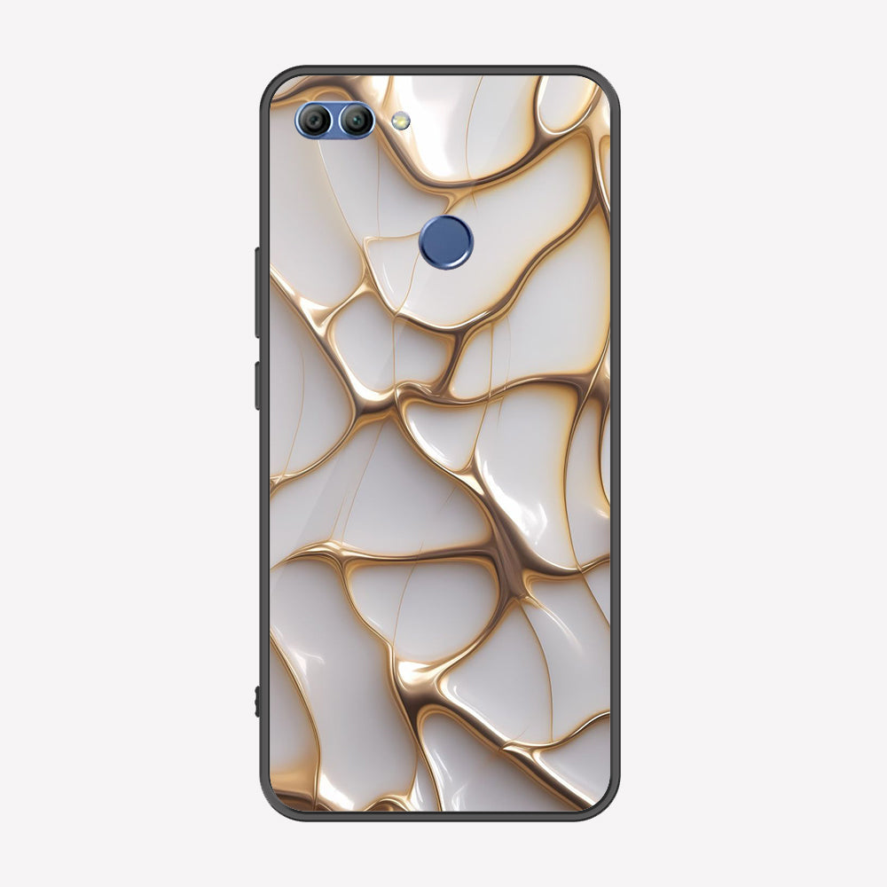 Huawei Y9 2018 Cover - Luxury Gold Marble Series - Premium Printed Metal soft Bumper shock Proof Case