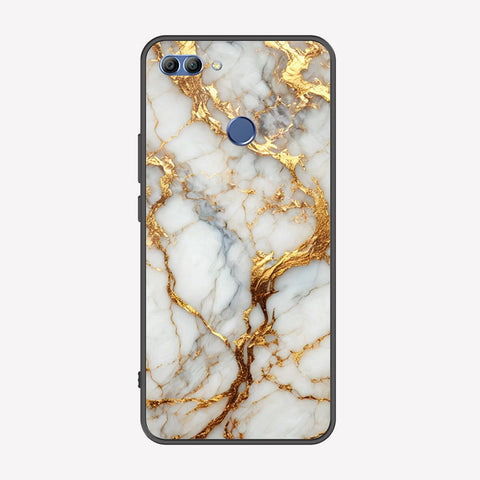 Huawei Y9 2018 Cover - Luxury Gold Marble Series - Premium Printed Metal soft Bumper shock Proof Case