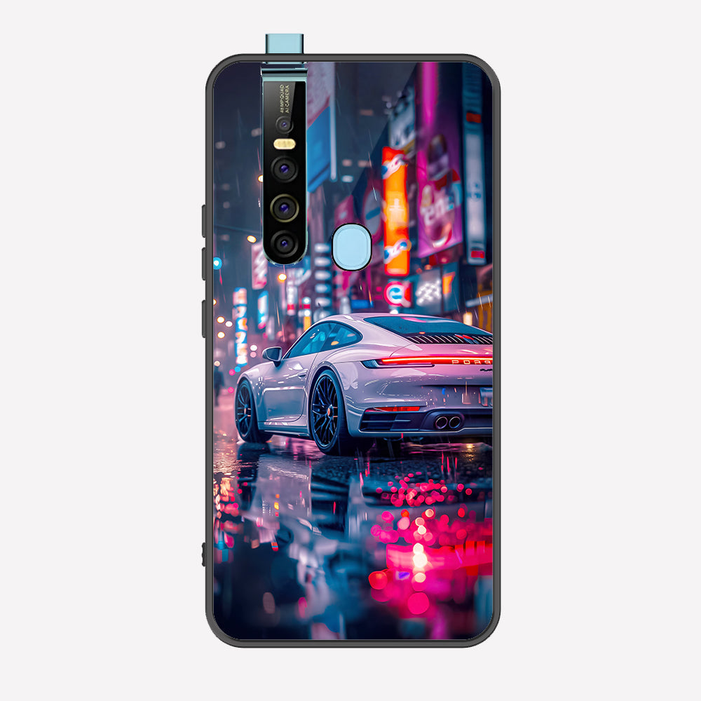 Tecno Camon 15 Pro Cover - Car Series - Premium Printed Metal soft Bumper shock Proof Case