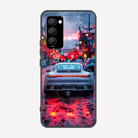 Tecno Camon 18T Cover - Car Series - Premium Printed Metal soft Bumper shock Proof Case