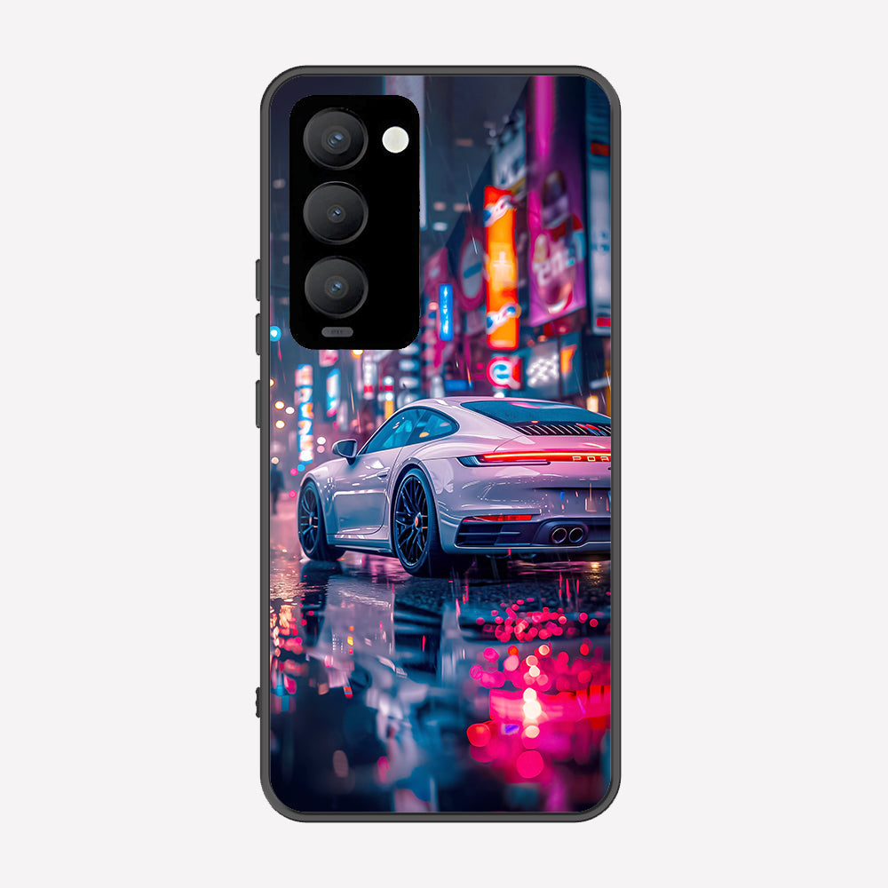 Tecno Camon 18 Premier Cover - Car Series - Premium Printed Metal soft Bumper shock Proof Case