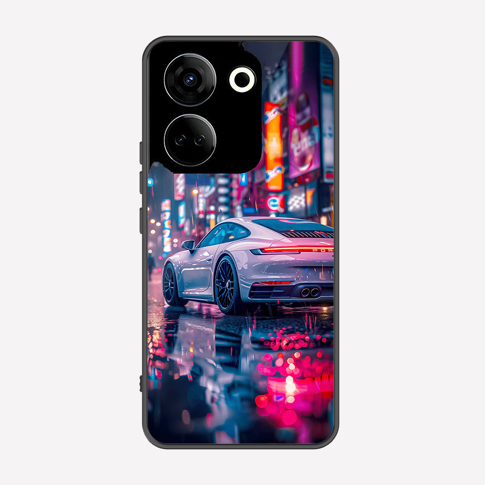 Tecno Camon 20 Cover - Car Series - Premium Printed Metal soft Bumper shock Proof Case