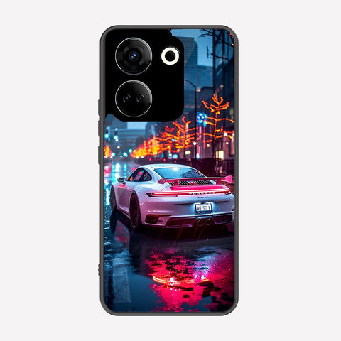 Tecno Camon 20 Pro Cover - Car Series - Premium Printed Metal soft Bumper shock Proof Case