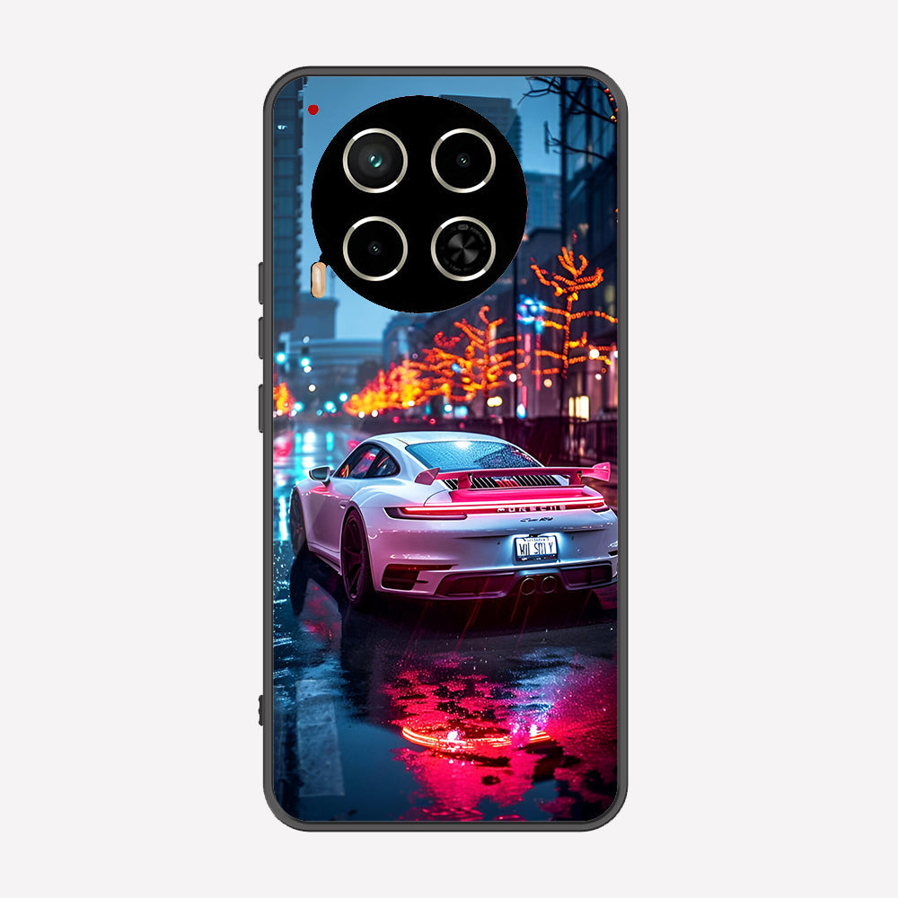 Tecno Camon 30 Cover - Car Series - Premium Printed Metal soft Bumper shock Proof Case