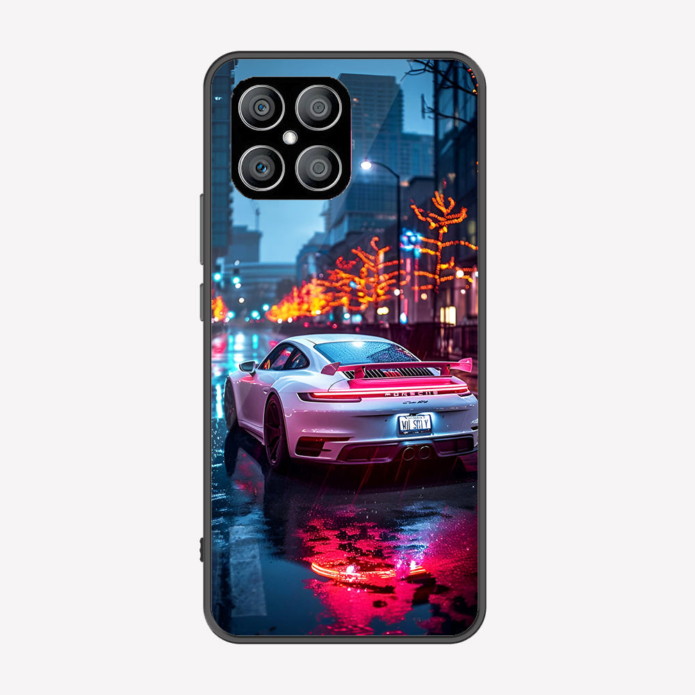 Honor X8 Cover - Car Series - Premium Printed Metal soft Bumper shock Proof Case