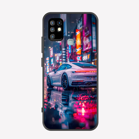 Infinix Hot 10 Cover - Car Series - Premium Printed Metal soft Bumper shock Proof Case