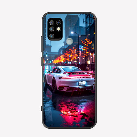 Infinix Hot 10 Cover - Car Series - Premium Printed Metal soft Bumper shock Proof Case