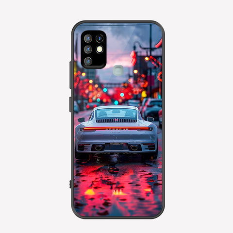 Infinix Hot 10 Cover - Car Series - Premium Printed Metal soft Bumper shock Proof Case