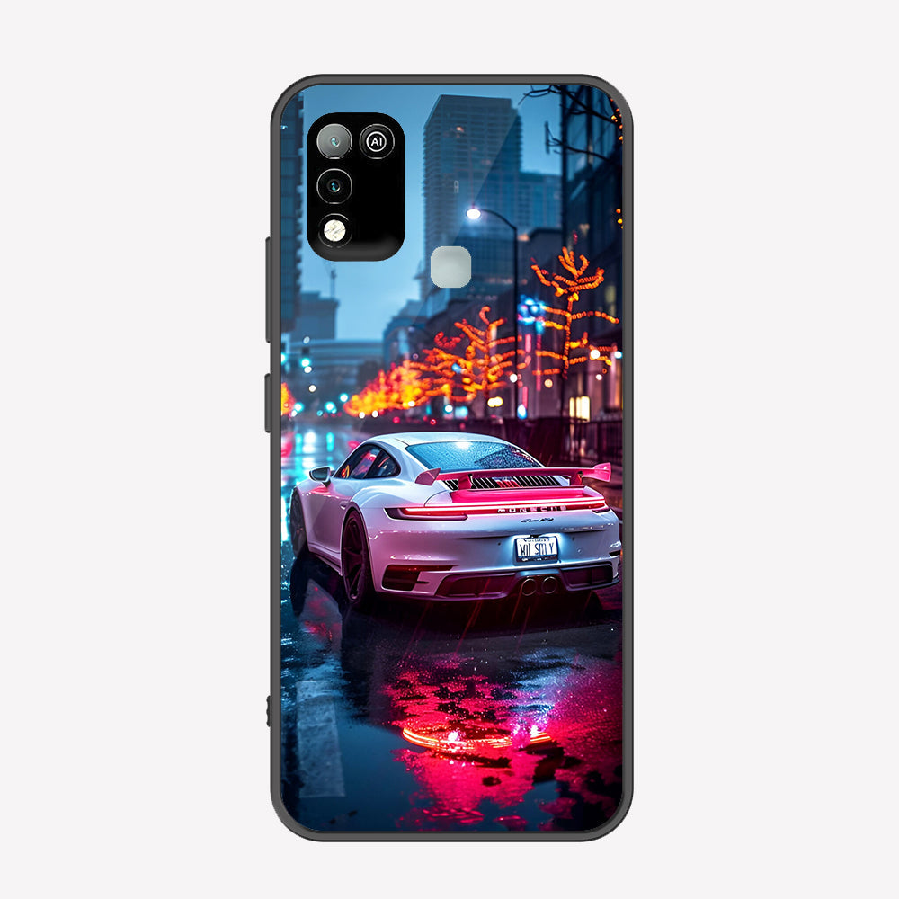 Infinix Hot 9 Play Cover - Car Series - Premium Printed Metal soft Bumper shock Proof Case