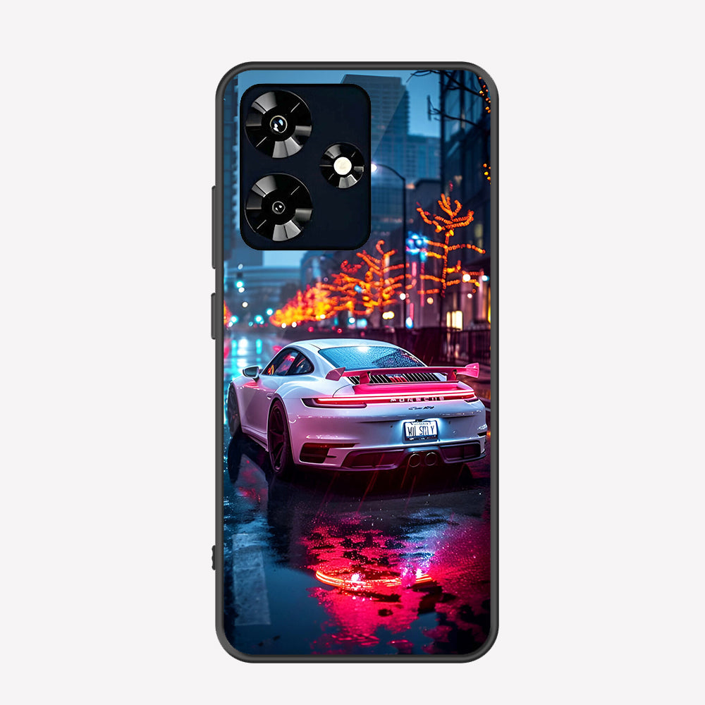 Infinix Hot 30 Cover - Car Series - Premium Printed Metal soft Bumper shock Proof Case