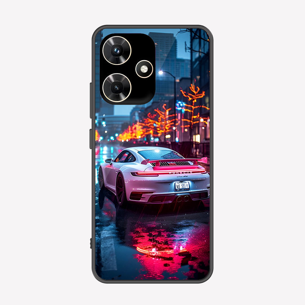 Infinix Hot 30i Cover - Car Series - Premium Printed Metal soft Bumper shock Proof Case