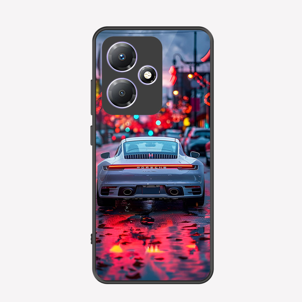 Infinix Hot 30 Play Cover - Car Series - Premium Printed Metal soft Bumper shock Proof Case