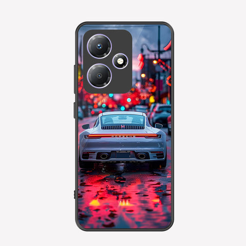 Infinix Hot 30 Play Cover - Car Series - Premium Printed Metal soft Bumper shock Proof Case