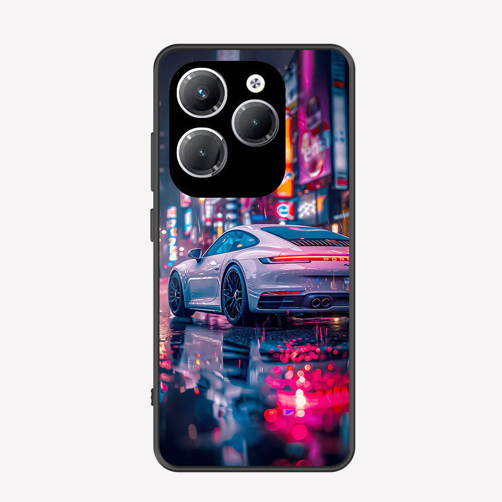 Infinix Hot 40 Pro Cover - Car Series - Premium Printed Metal soft Bumper shock Proof Case