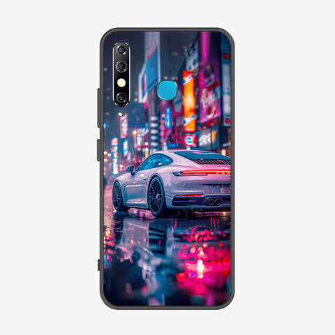Tecno Spark 4 Cover - Car Series - Premium Printed Metal soft Bumper shock Proof Case