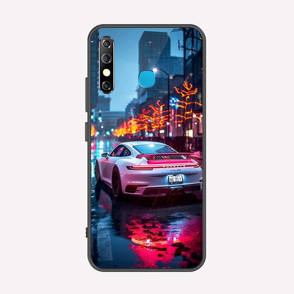 Tecno Spark 4 Cover - Car Series - Premium Printed Metal soft Bumper shock Proof Case