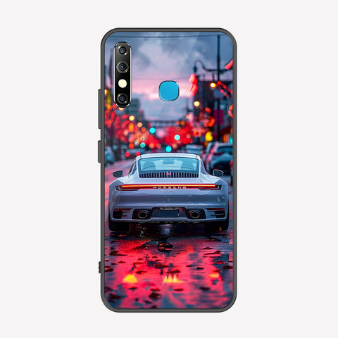 Tecno Spark 4 Cover - Car Series - Premium Printed Metal soft Bumper shock Proof Case