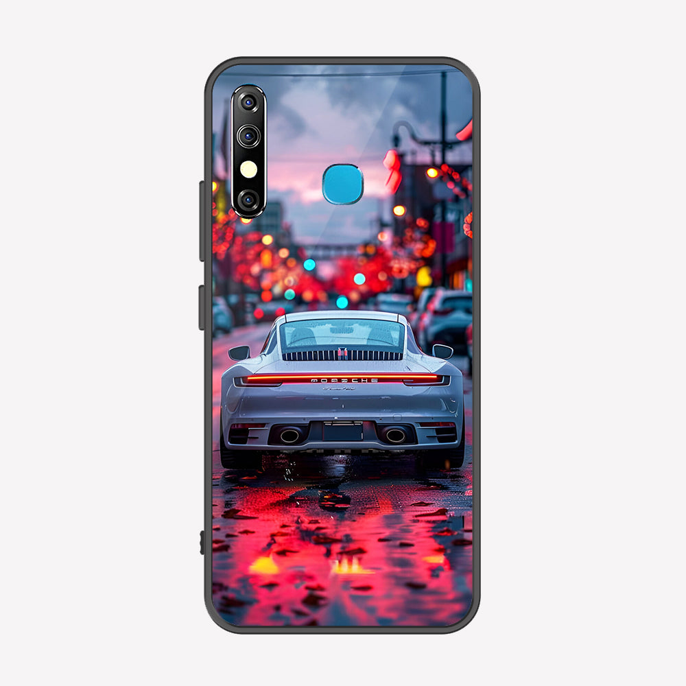 Tecno Spark 4 Cover - Car Series - Premium Printed Metal soft Bumper shock Proof Case