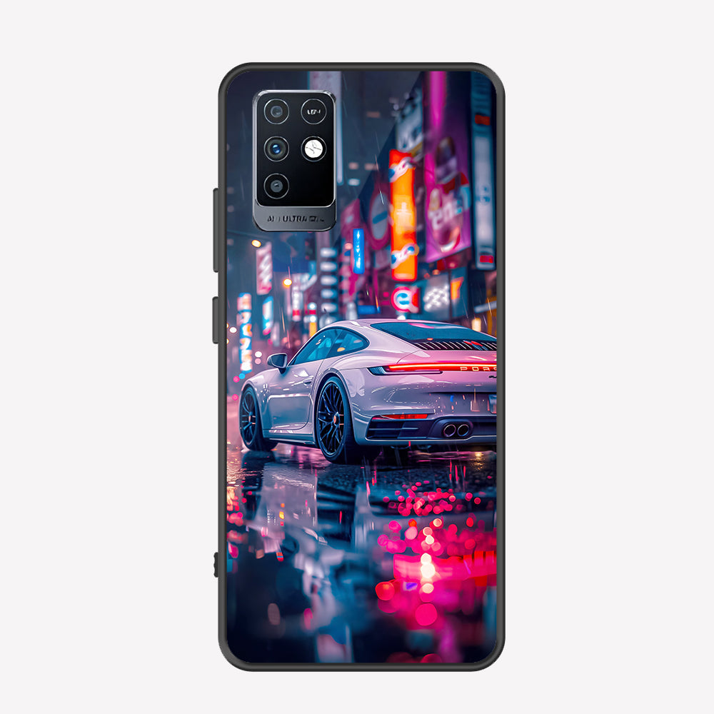 Infinix Note 10 Cover - Car Series - Premium Printed Metal soft Bumper shock Proof Case