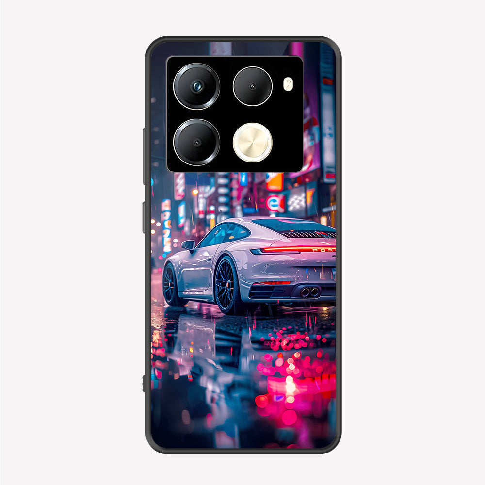 Infinix Note 40 Pro Cover - Car Series - Premium Printed Metal soft Bumper shock Proof Case