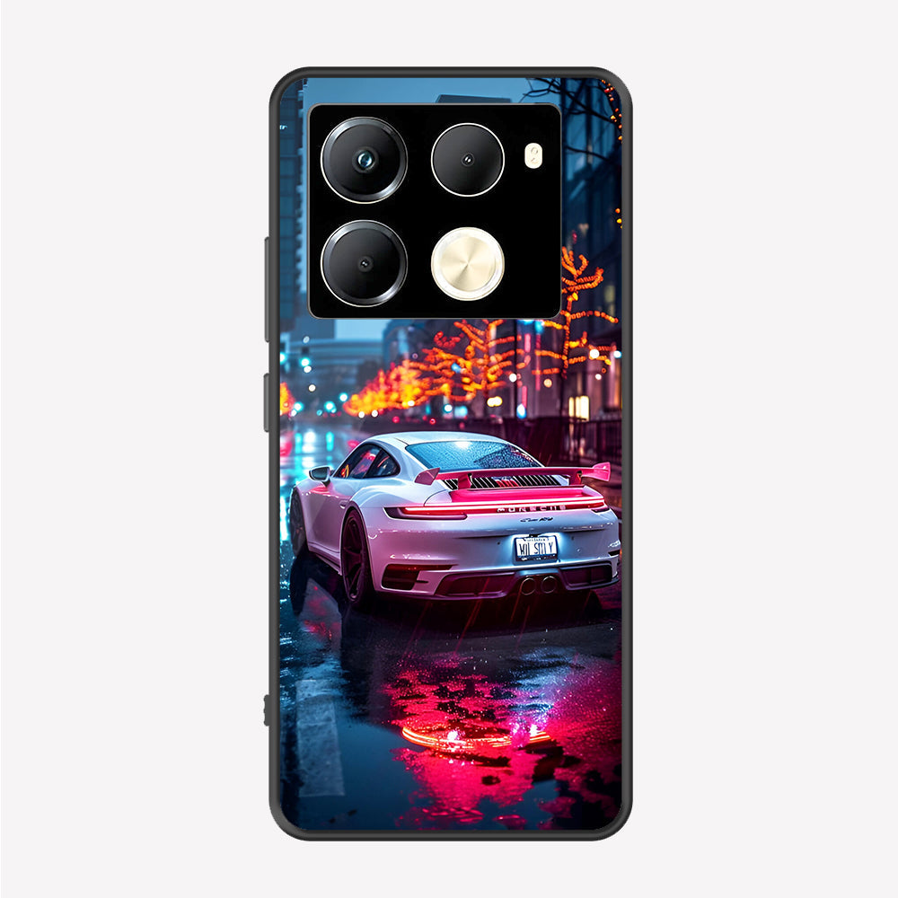 Infinix Note 40 Pro Cover - Car Series - Premium Printed Metal soft Bumper shock Proof Case