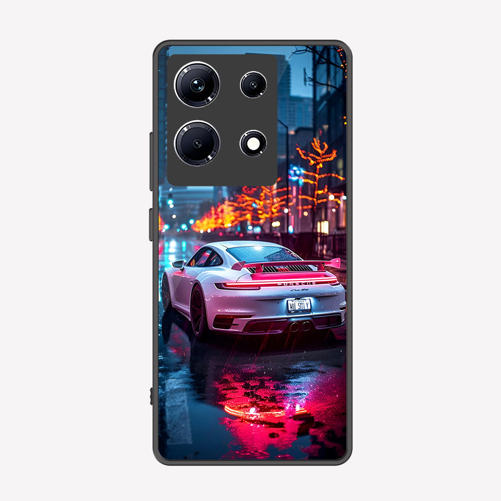 Infinix Note 30 Cover - Car Series - Premium Printed Metal soft Bumper shock Proof Case