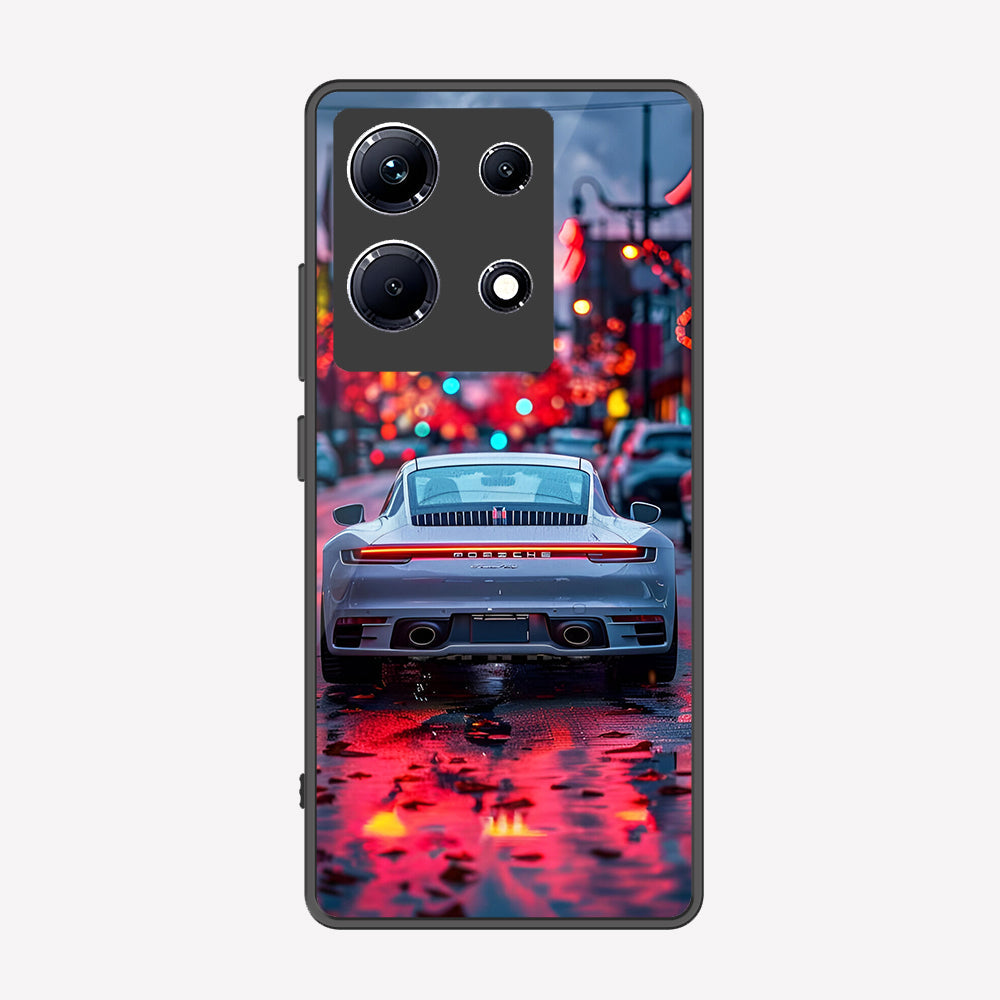 Infinix Note 30 Cover - Car Series - Premium Printed Metal soft Bumper shock Proof Case