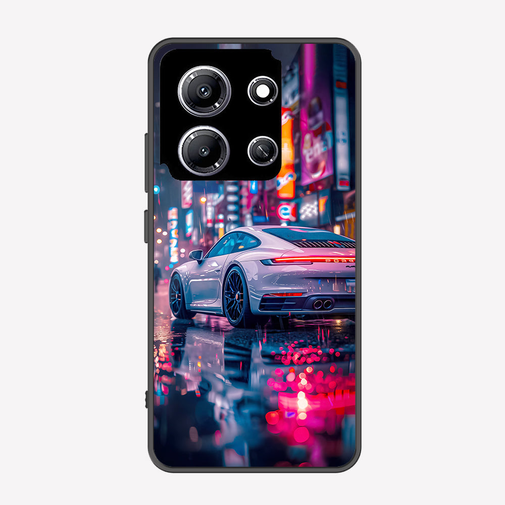 Infinix Note 30i Cover - Car Series - Premium Printed Metal soft Bumper shock Proof Case