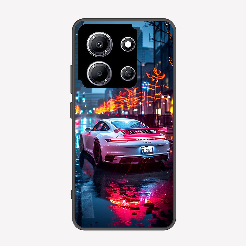 Infinix Note 30i Cover - Car Series - Premium Printed Metal soft Bumper shock Proof Case