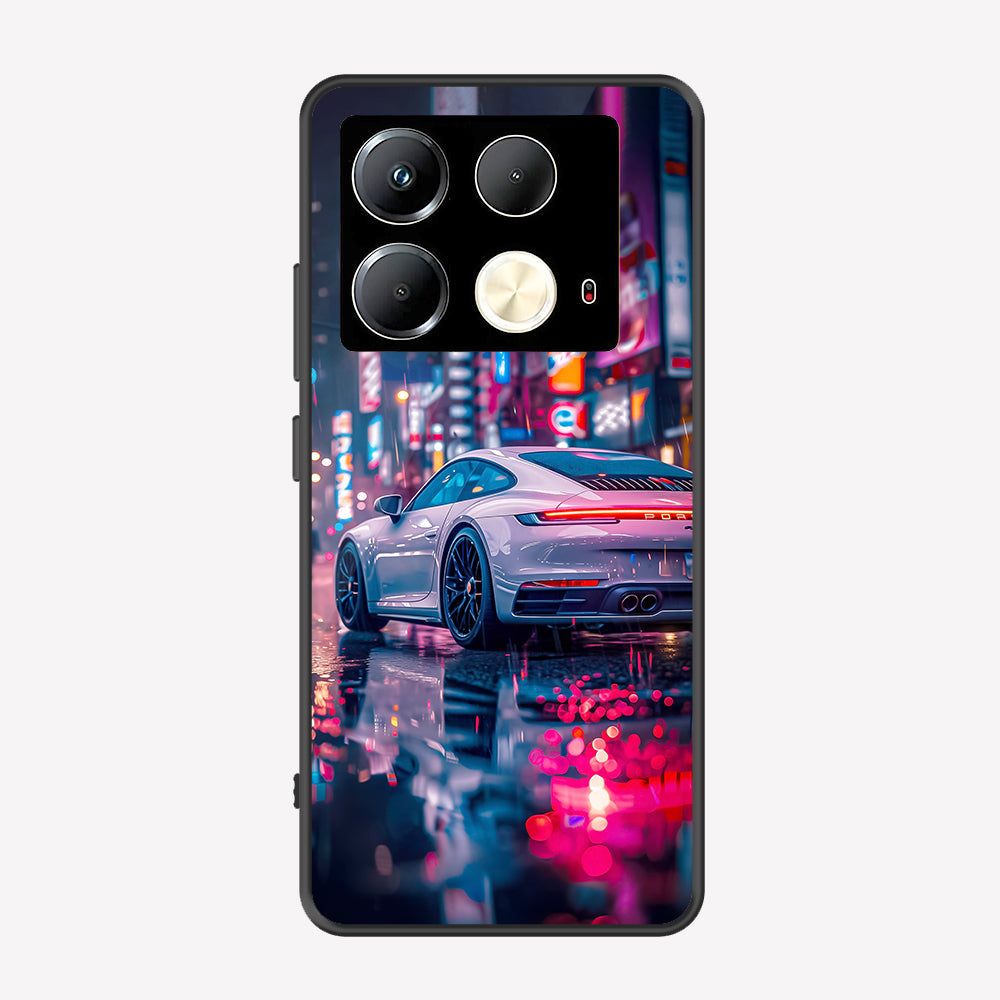 Infinix Note 40 Cover - Car Series - Premium Printed Metal soft Bumper shock Proof Case