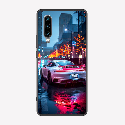 Huawei P30 Cover - Car Series - Premium Printed Metal soft Bumper shock Proof Case