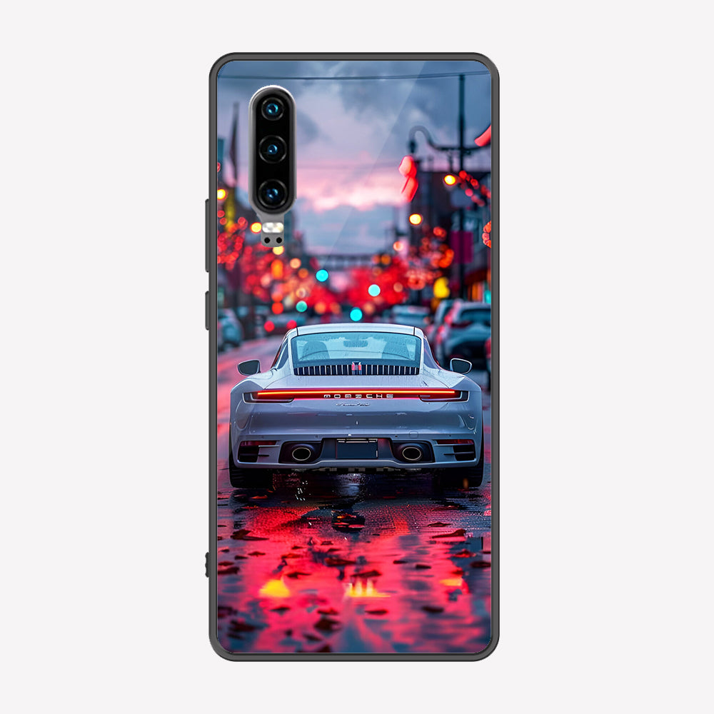 Huawei P30 Cover - Car Series - Premium Printed Metal soft Bumper shock Proof Case
