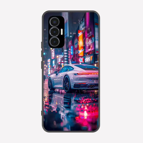 Tecno Pova 3 Cover - Car Series - Premium Printed Metal soft Bumper shock Proof Case