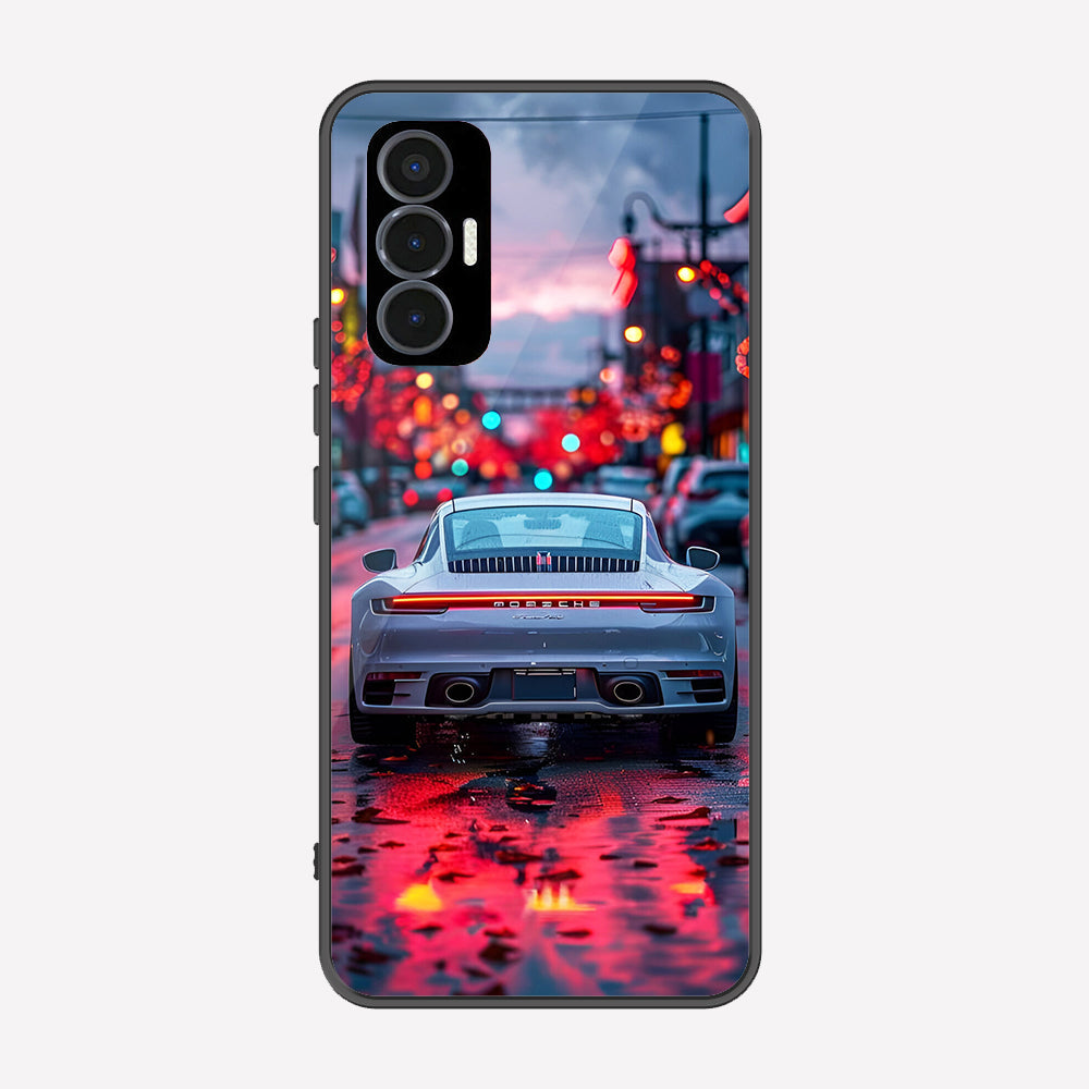 Tecno Pova 3 Cover - Car Series - Premium Printed Metal soft Bumper shock Proof Case