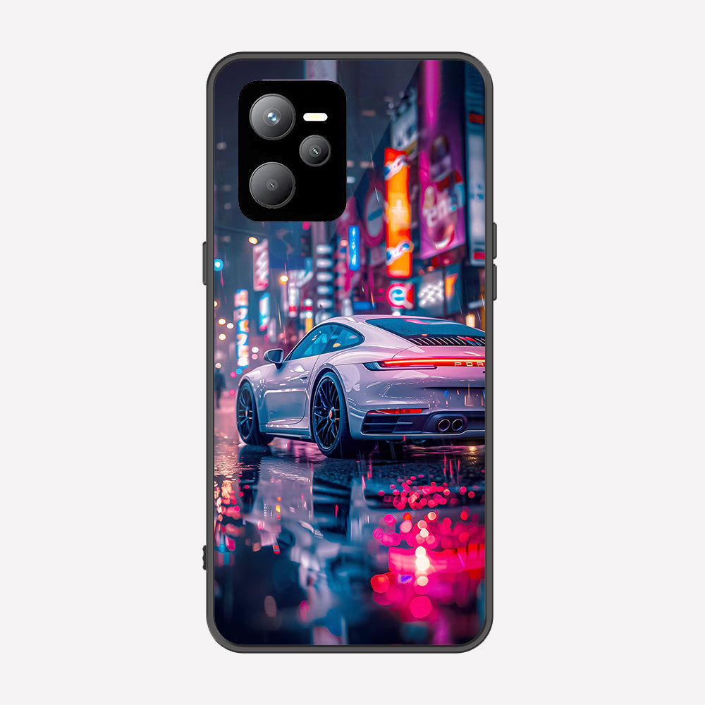 Realme V25 Cover - Car Series - Premium Printed Metal soft Bumper shock Proof Case