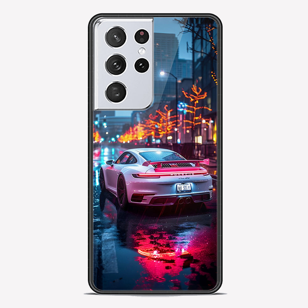Samsung Galaxy S21 Ultra 5G Cover - Car Series - Premium Printed Metal soft Bumper shock Proof Case