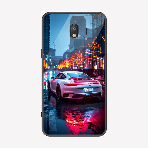Samsung Galaxy J4 2018 Cover - Car Series - Premium Printed Metal soft Bumper shock Proof Case