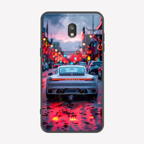 Samsung Galaxy J4 2018 Cover - Car Series - Premium Printed Metal soft Bumper shock Proof Case